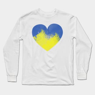 Ukrainian heart, digital watercolor. Ukrainian illustration. Long Sleeve T-Shirt